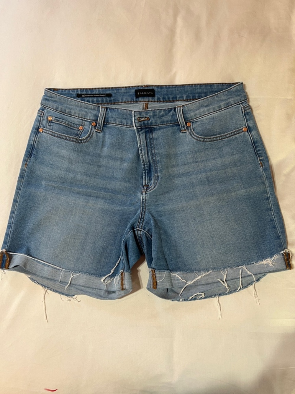 Talbots Light Blue Denim Frayed Hem Shorts